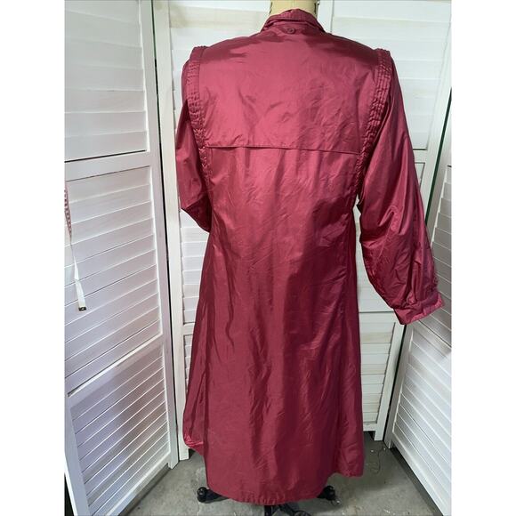 Vintage 80s Women’s Rain Trench Coat Pink Removable Quilt Lined Sz Small Korea - Picture 5 of 12